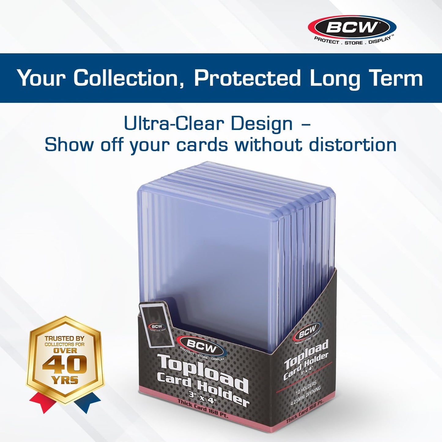 BCW 108 PT. Thick Card Topload Holder - Pack of 1 | Durable Rigid PVC Toploader | Toploaders for Memorabilia, Jersey, Patch, and Relic Cards