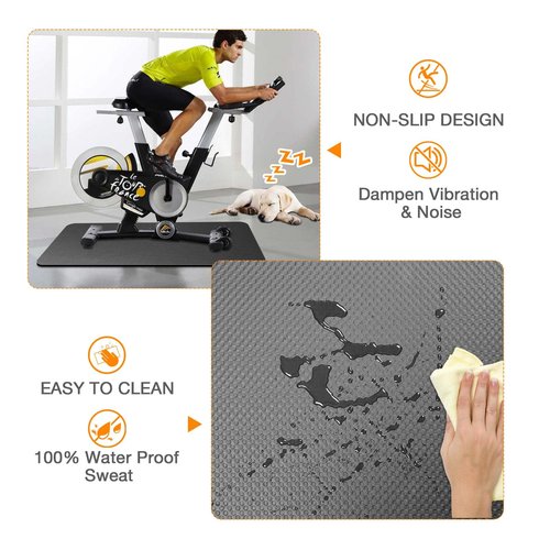 Peloton Bike Compatible Treadmill Mat - 6mm Thick Exercise Mat for Treadmill, Row, and Bike Trainer - Protects Hardwood Floor and Carpet - 36 * 72in
