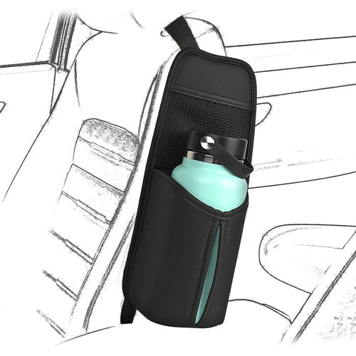 Linkidea Car Seat Side Water Bottle Organizer Compatible with Yeti Rambler Bottle 26oz/36oz, Hydro Flask 32oz/40oz, Vehicle Seat Side Storage Hanging Bag for Large Waterbottle Holder