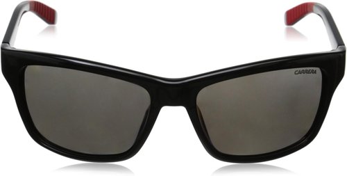 Carrera Sunglasses (Safilo Group) CA8013/S Rectangular Sunglasses, Shiny Black & Gray Polarized, 58 mm