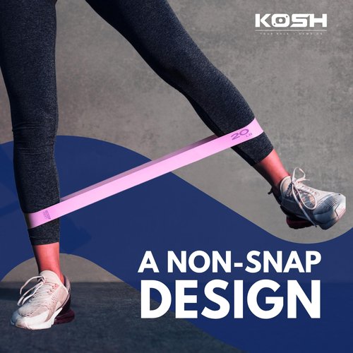 Kosh Resistance Exercise Bands – Set of 4 Natural Latex Loop Bands for Workout, Stretching, Physical Therapy – Includes Mesh Carry Bag
