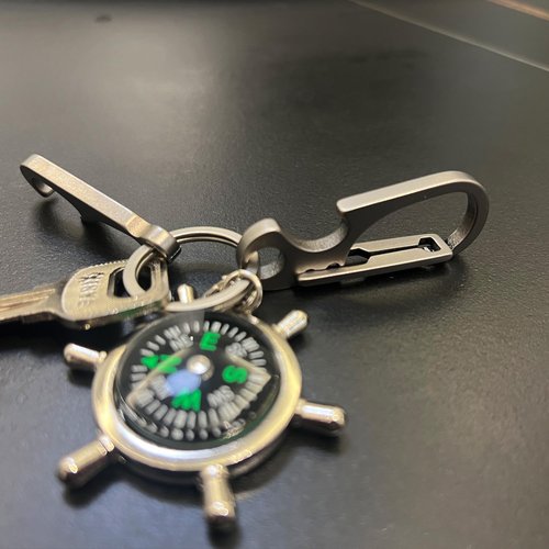 SHEICAP Titanium Carabiner Keychain Clip with Bottle Opener, EDC Key Chain Quick Release Hooks with Stainless Steel Key Ring