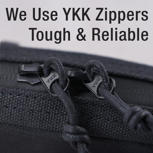Tintris Belt Zipper Pouch for Men Women YKK Zippers, EDC Belt Pouch Waist Pack Bag for Camping, Hiking, Water Resistant, Tough Waxed Canvas, Black, Size M