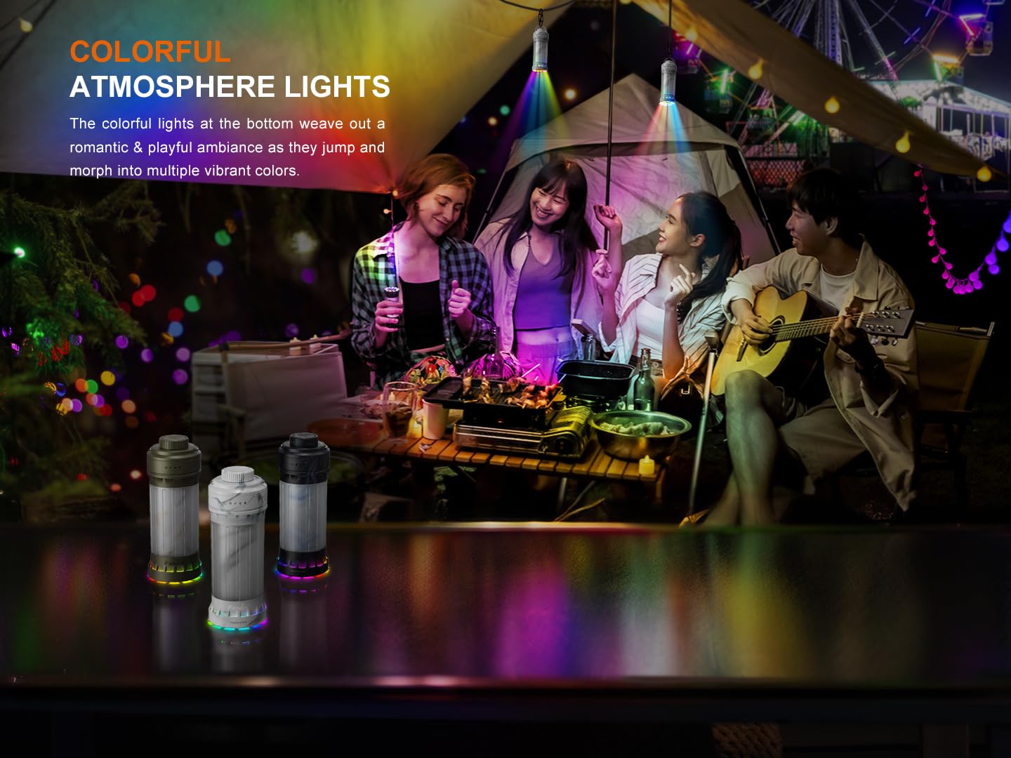 Fenix CL22R 500 Lumen Compact Lantern, USB-C Rechargeable and Multifunctional with Red Light and Colorful Ambient Lights for Camping, Hiking, Fishing (Wild Green)