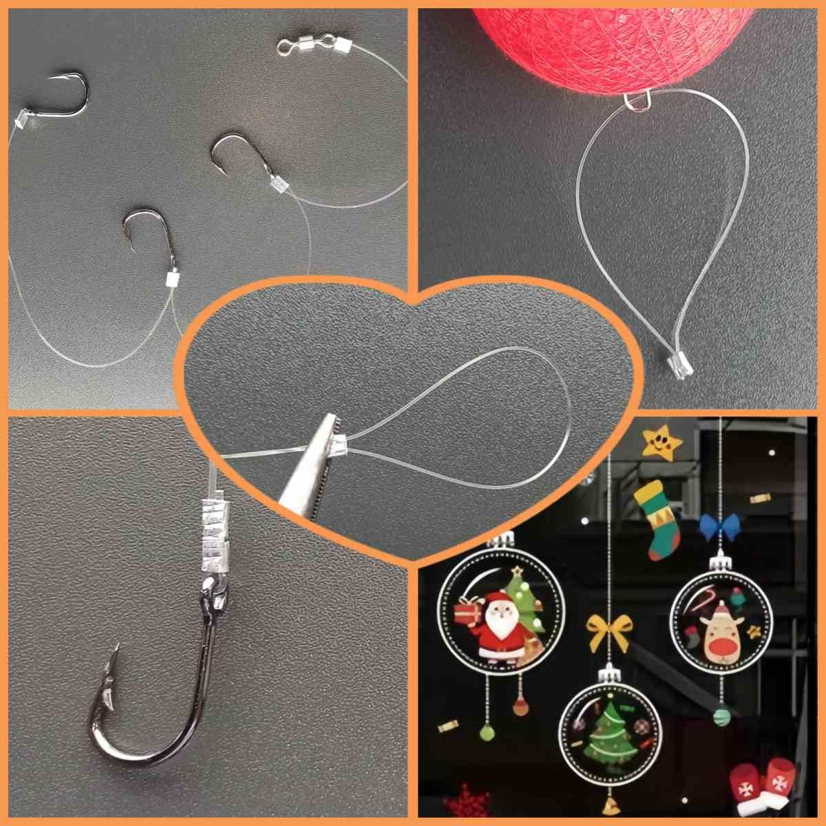 Aboda Clear Fishing Line, Fishing Wire for Hanging Beading Crafts w Crimp Sleeves, Strong Clear String for Hanging Decorations, Invisible Nylon Threads Cords for Balloons Garlands Jewelry Making