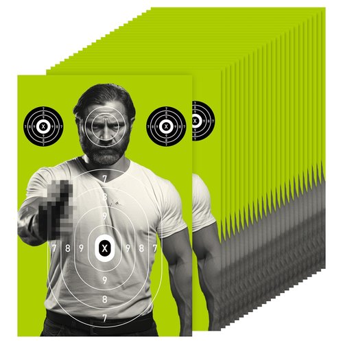 Weekgrat 25 Pcs 12 x 18 Inch Bad Man Paper Shooting Targets Paper Silhouette Targets for Range Fluorescent Yellow Human Designed Target for Shooting Enthusiasts Indoors Outdoors