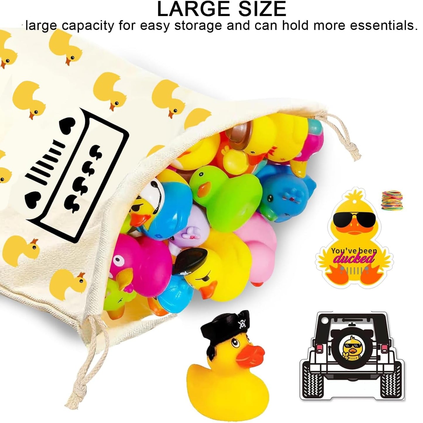 Aievlinkr Yellow Duck Duck Bag,Rubber Duck Drawstring Bag，Reusable Rubber Duck Bag,Great Gift for Any Duck Enthusiast