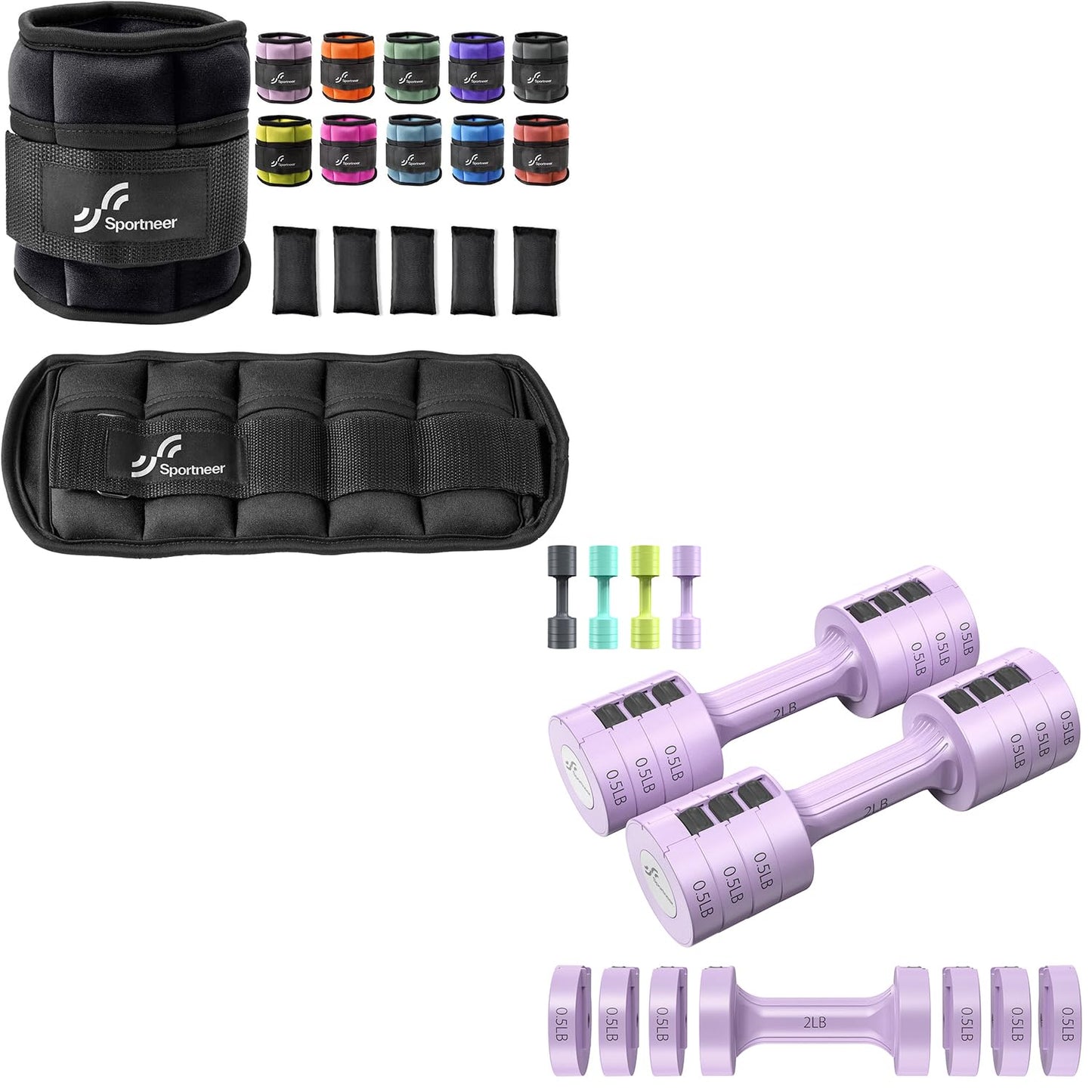 Adjustable Ankle Weights with Dumbbells Set