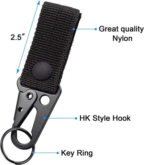 BOOSTEADY Tactical Key Ring Holder Nylon Gear Keeper Pouch for Molle Bags Webbing Attachment Strap Belt with 1 Pcs Fire Starter