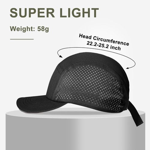 Oversize XXL Mens Quick Dry Baseball Cap Cooling Breathable Mesh Sports Cap Lightweight Snapback Hat for Big Head Black
