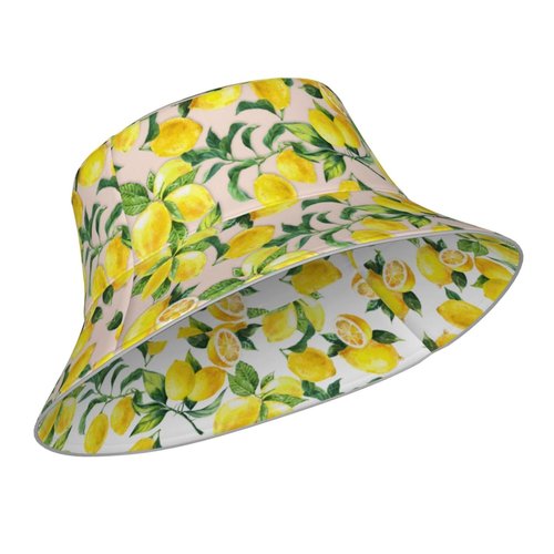 Siarnew Unisex Fashion Bucket Hat for Women Men, Summer Outdoor Sun UV Protection Casual Fisherman Cap Lemon