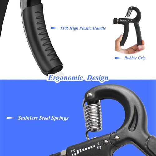 Duomspiace Grip Strength Trainer Hand Grip Strengthener Forearm Exerciser and Hand Workout Tool. Non-Slip Gripper with Adjustable Resistance from 11 to 132lbs. Hand Strengthening Device for Musicians,