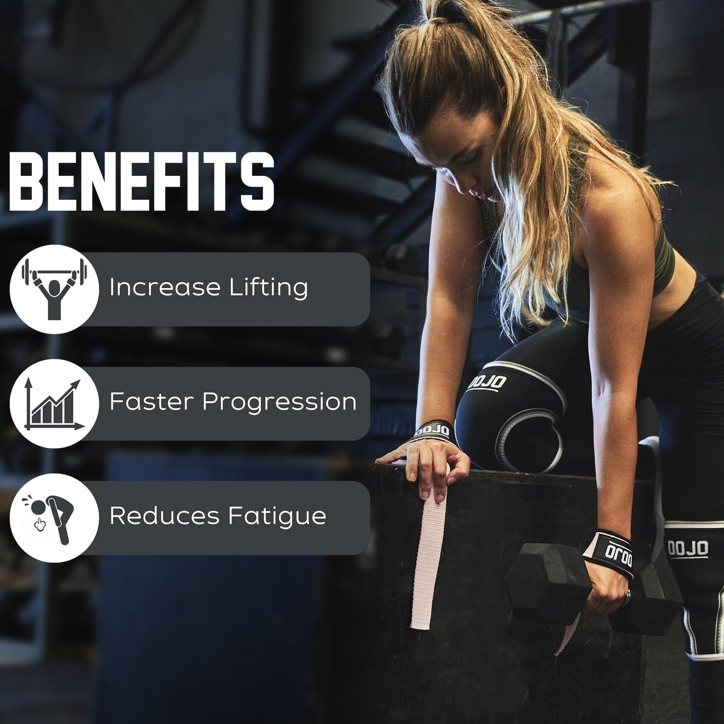 Dojo Weight Lifting Straps - Cotton Neoprene Padded Cushion Wrist Wraps Support for Deadlift Cross Training Powerlifting Bodybuilding - Workout Accessories - Weightlifting Gym Gloves for Men & Women