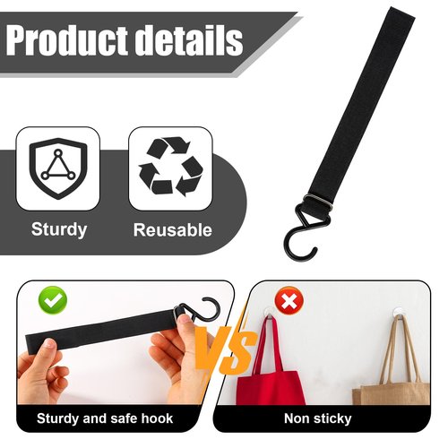 lasuroa 12pcs Ice Fishing Coat Hooks, Ice Fishing Shelter Coat Hooks Ice Fishing Shelter Accessories Hanging Storage for Ice Fishing Tents Hunting Accessories Outdoor Camping (Black)