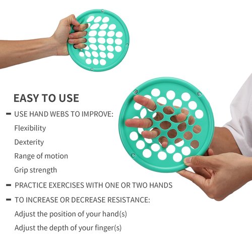 ZHIAMZ Hand Exercise Webs for Physical Therapy, Hand Grip Strengthener, Finger Exerciser, Portable Size, Latex Free, 7" Diameter (Light-Yellow)
