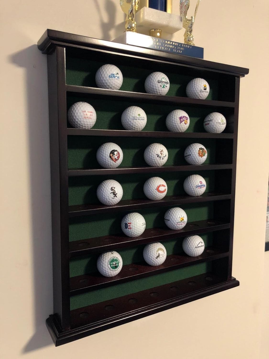 Golf Ball Display Case Cabinet Rack - 49-Ball Holder with Open Design, Black Finish