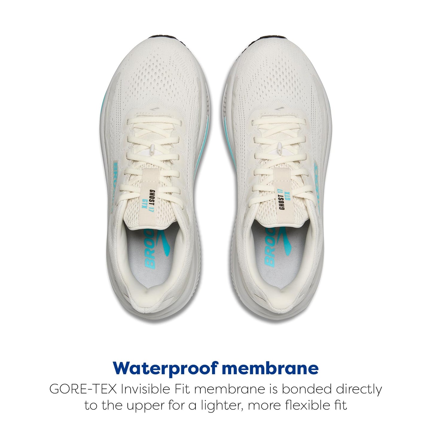 Brooks Women’s Ghost 17 GTX Waterproof Supportive Running & Walking Shoe - Coconut/Oyster/Blue - 10 Medium