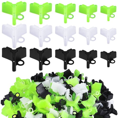 Leitee 300 Pcs Treble Hook Covers Assorted Sizes Fishing Hook Protector Bonnets Guard Safety Cap Protector, 5 Sizes(Black, Green, White)