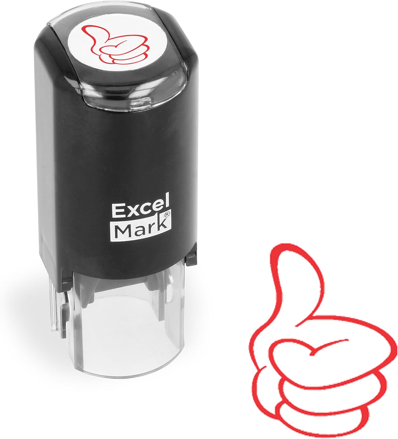 ExcelMark Round Teacher Stamp - Solid Star - RED Ink