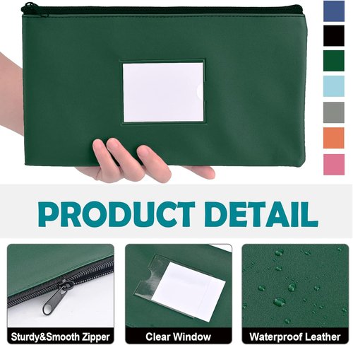 7 Pack Money Bags with Zipper for Cash | 11.25" x 6.25" | 7 Colors | Bank Deposit Bags, Cash Pouches with Zipper, Cash Register bag