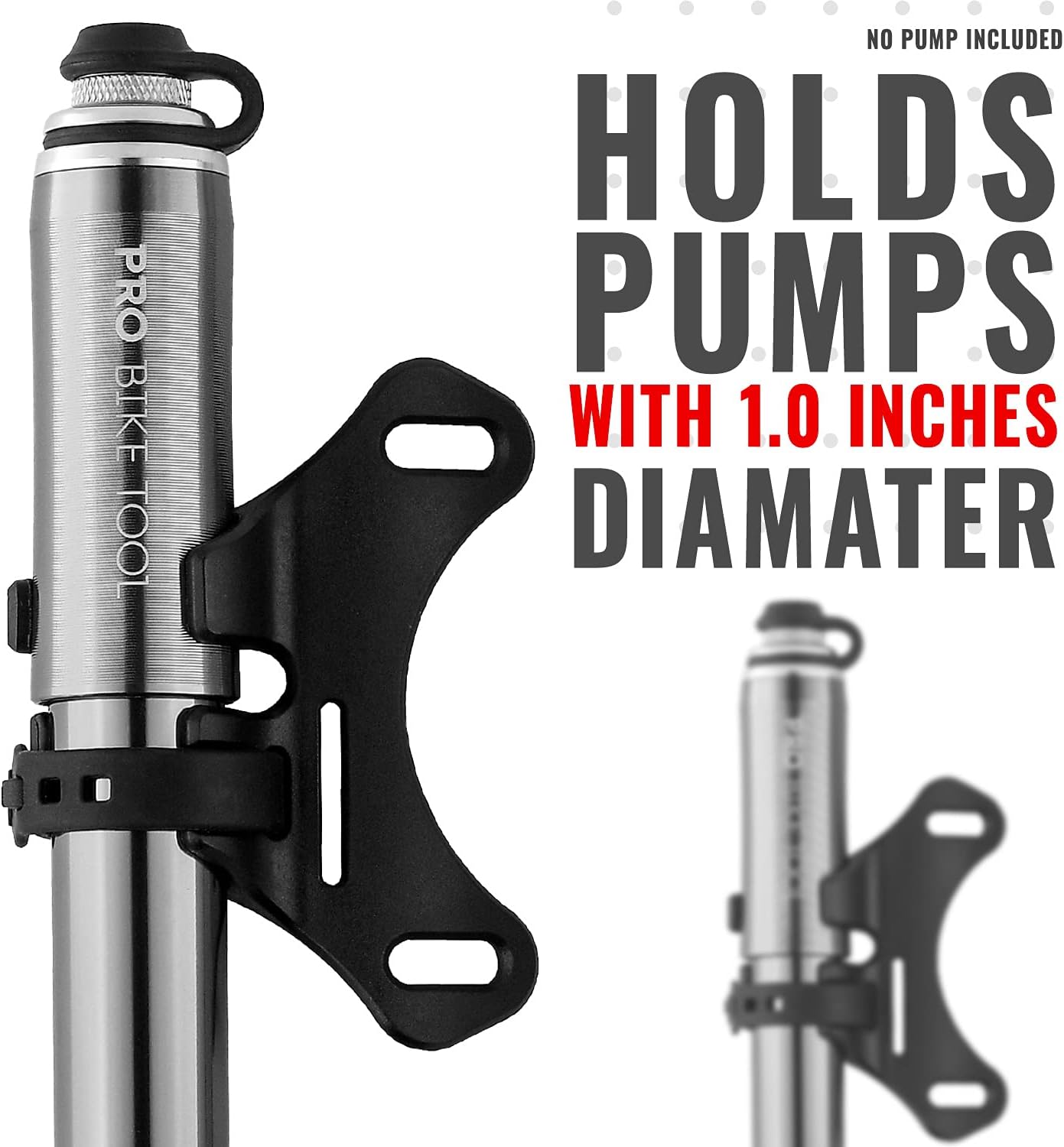 PRO BIKE TOOL Bicycle Pump Holder | Lightweight and Strong - Bicycle Frame Mounted Black Compatible Bracket Clip – Perfect for Road and Mountain Bikes