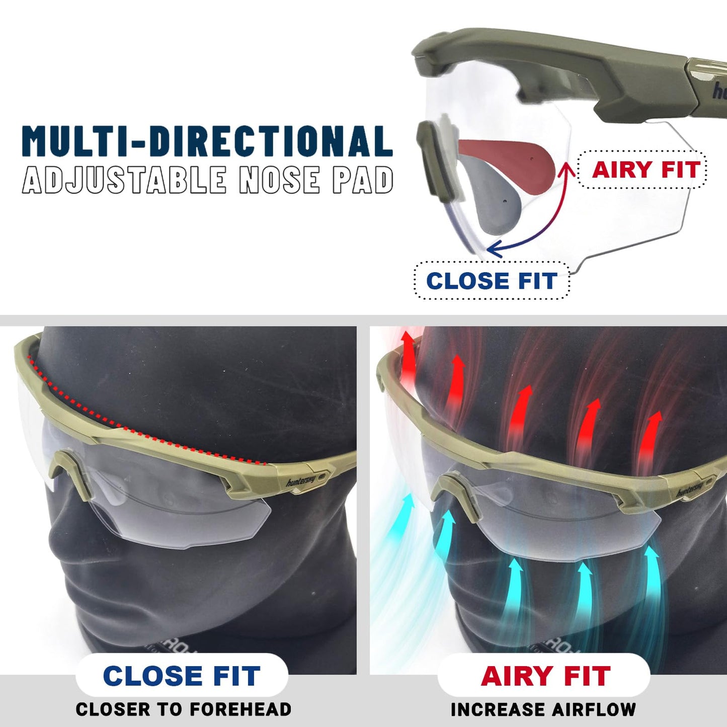 HTS HUNTERSKY S57 Clear Lens Ballistic Tactical Shooting Glasses ANSI Z87+ UV400 Anti-Fog Eyewear for Airsoft Range Security and Outdoor Sports, for Men and Women