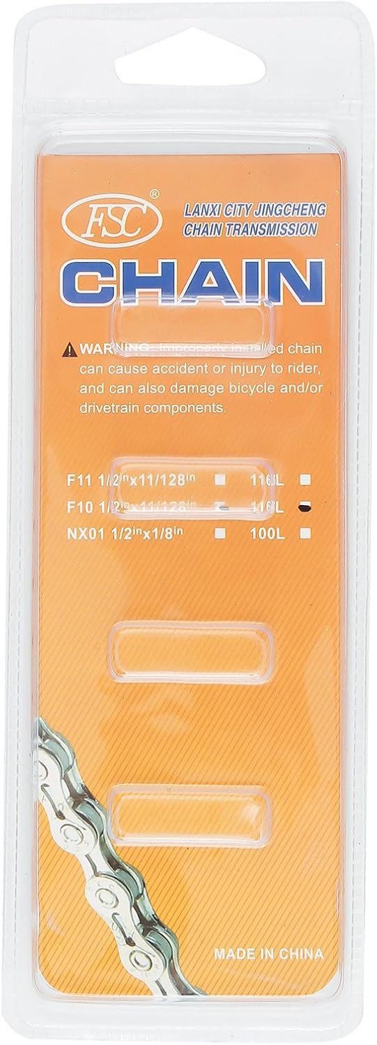 FSC 10 Speed 116 Links Bicycle Chain, Silver,Gold (1/2x11/128-Inch) Compatible with 9 Speed