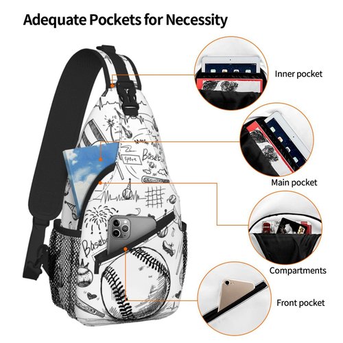 Baseball Sling Bag Sport Ball Chest Bag Casual Backpack Baseball Crossbody Bags Travel Hiking Daypack For Adults Women Men Gifts