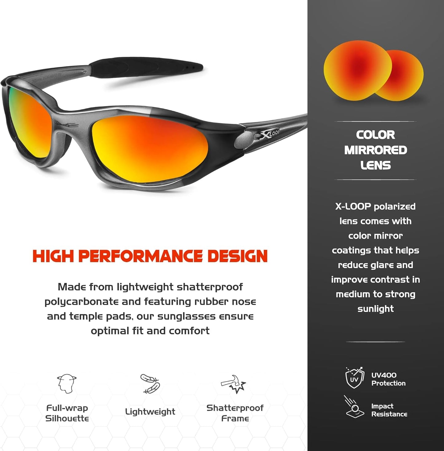 Polarized Youth Sports Sunglasses for Boys & Teens (Ages 8-16) - UV400 Baseball Wraparound