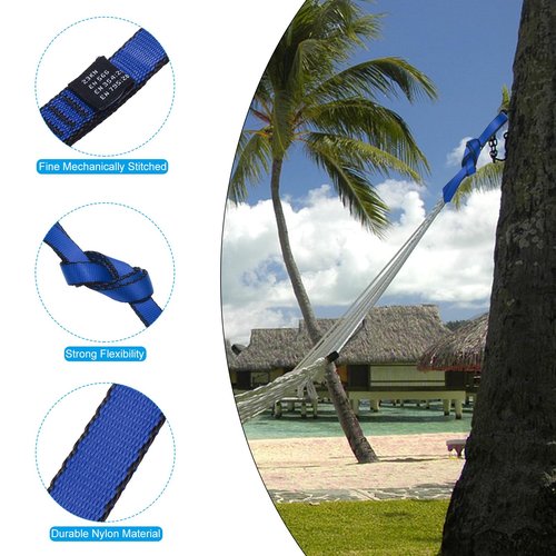 PATIKIL 24 Inch Nylon Slings, 2 Pack Strong Webbing Straps 18mm Rock Straps for Aerial Yoga Hammock Swing, Blue