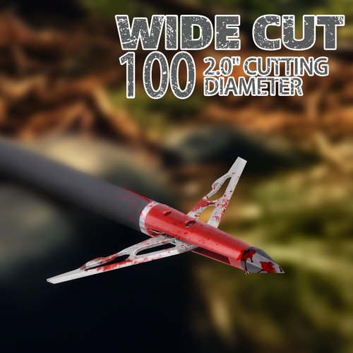 DEEPOWER Mechanical Broadheads 100 Grain 2 Blade Archery Hunting 6 Pack Arrow Tips 2" Cutting Diameter (100 Grain)
