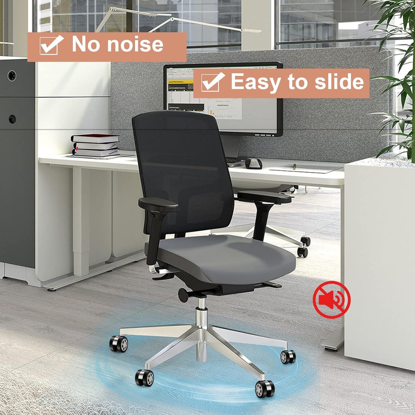 Replacement Office Chair Wheels, Caster Desk Chair Wheels, Rolling Wheels for Office Chair, Chair Rollers Casters, Chair Casters for Hardwood Floors, 5 Set Chair Casters Safe for All Floors.