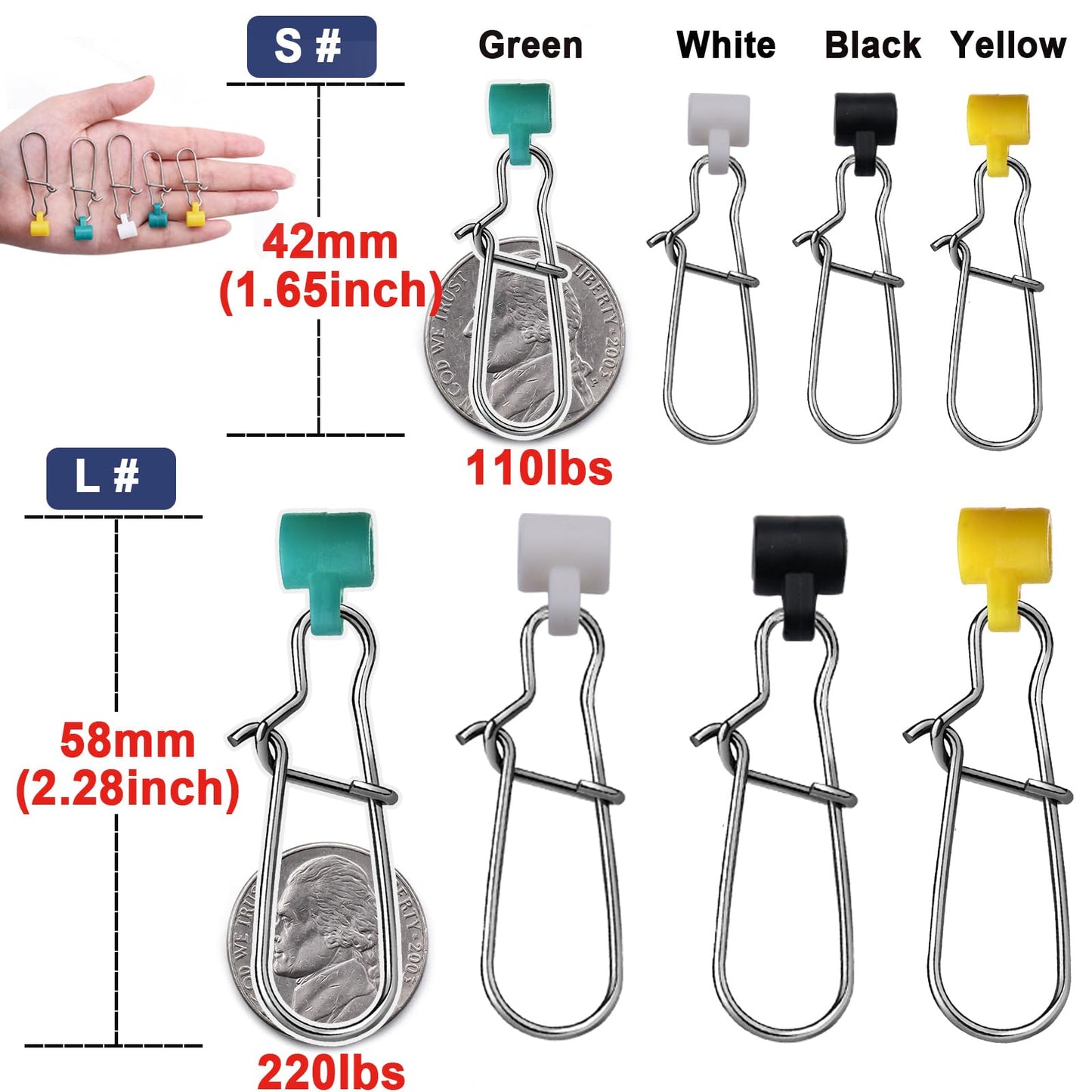 FishTrip Sinker Slides for Fishing Rigs - 25pcs Duo Lock Snaps for Fishing Line Heavy Duty Weights Sinkers Saltwater Connector Accessories