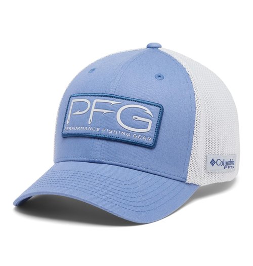 Columbia Unisex PFG Hooks Mesh Ball Cap, Bluebell/Cool Grey, Large/X-Large