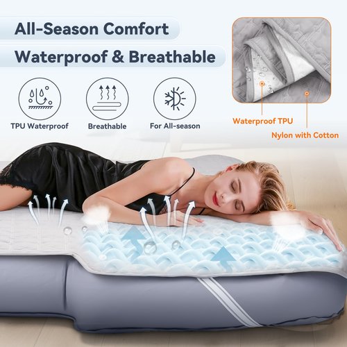 GOTIDY Car Air Mattress Sheet, Cotton-Lined SUV Air Mattress Fitted Sheet, Ultra Soft TPU Waterproof Car Bed Sheet Fits SUV Air Mattress (Gray)