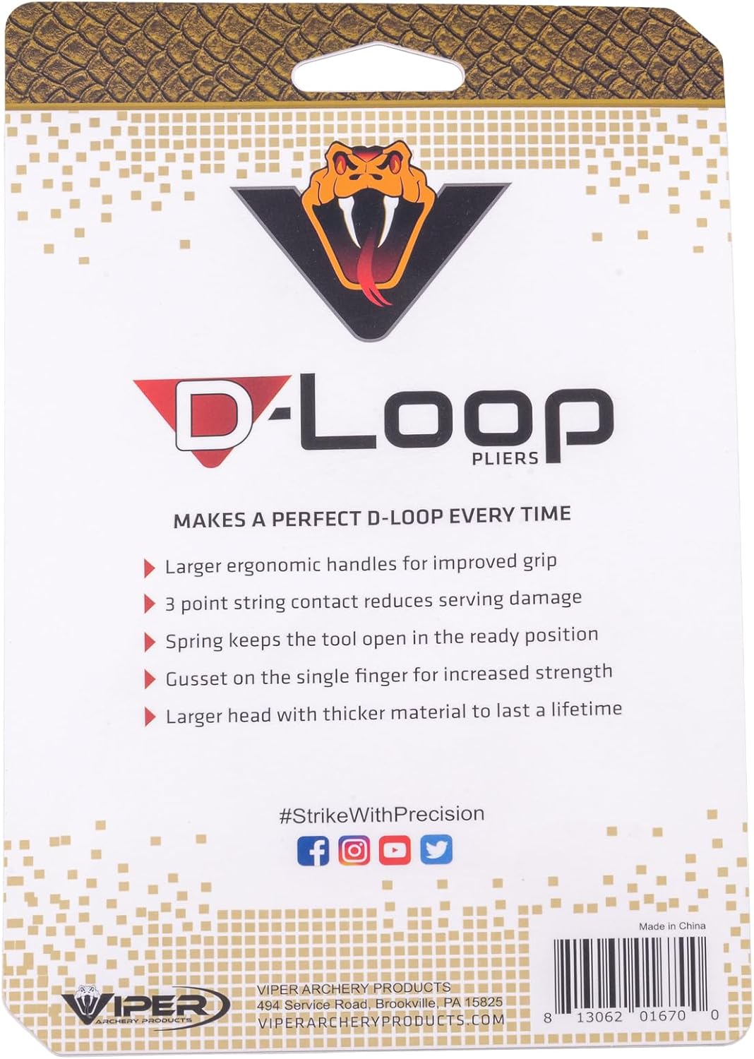 VIPER Archery D Loop Pliers for Compound Bows | 400 lb Pressure Tool for Secure Bowstring Attachment, Accurate Arrow Flight & Easy D-Loop Installation | Archery Accessories & Equipment