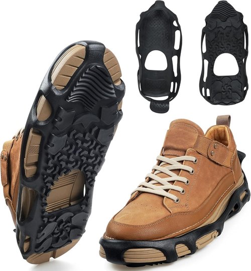 Spikeless Ice Cleats,Anti-Slip Snow Winter Traction Grips Crampoms for Slick Wet Surface Indoor Outdoor Use Ice Shoes Grippers Rubber Tread Overshoes No Strap Large/XLarge
