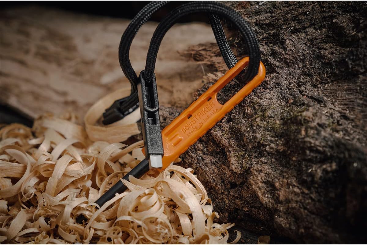 EXOTAC - polySTRIKER Lightweight Ferrocerium Fire Starter with Snap-in Striker for Emergency Kits, Campfires, Hiking, and Survival Supplies