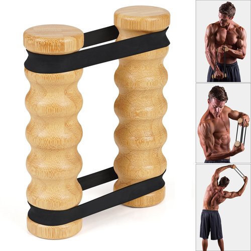Tohiasen Rip Stick Efficient Upper Body Workout Equipment Home Gym, Adjustable Resistance Bands with Wooden Handles, Portable Exercise Equipment, Joint-Friendly, 8 Rip Stick Bands Included