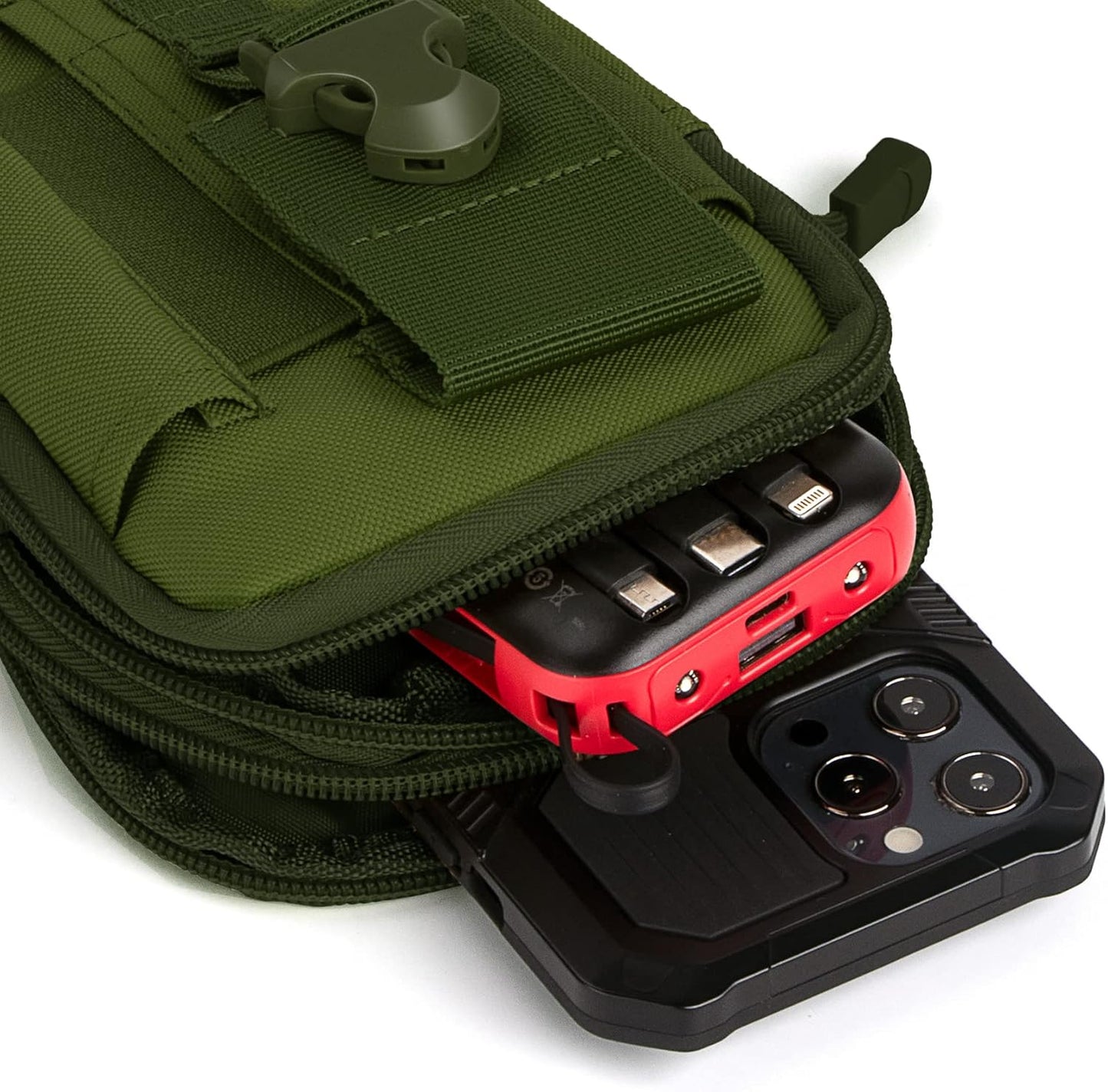 IronSeals Tactical Molle Pouch Compact Utility Waist Bag Phone Holster Holder for 4.7"-6.9" iPhone 15 Pro Max/15 Pro/14 Plus/14 Pro Max/14/13 Pro Max/13 Pro/12 Pro Max/11 Pro Max
