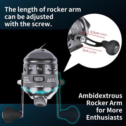 SOPOGER Bowfishing Reel Combos Kit - Bow Fishing Reel for Adult Spincast Reel & Reel Mount Seat Smooth Powerful Fishing Gear for Recurve Compound Bowfishing and Slingshot Fishing (Black)
