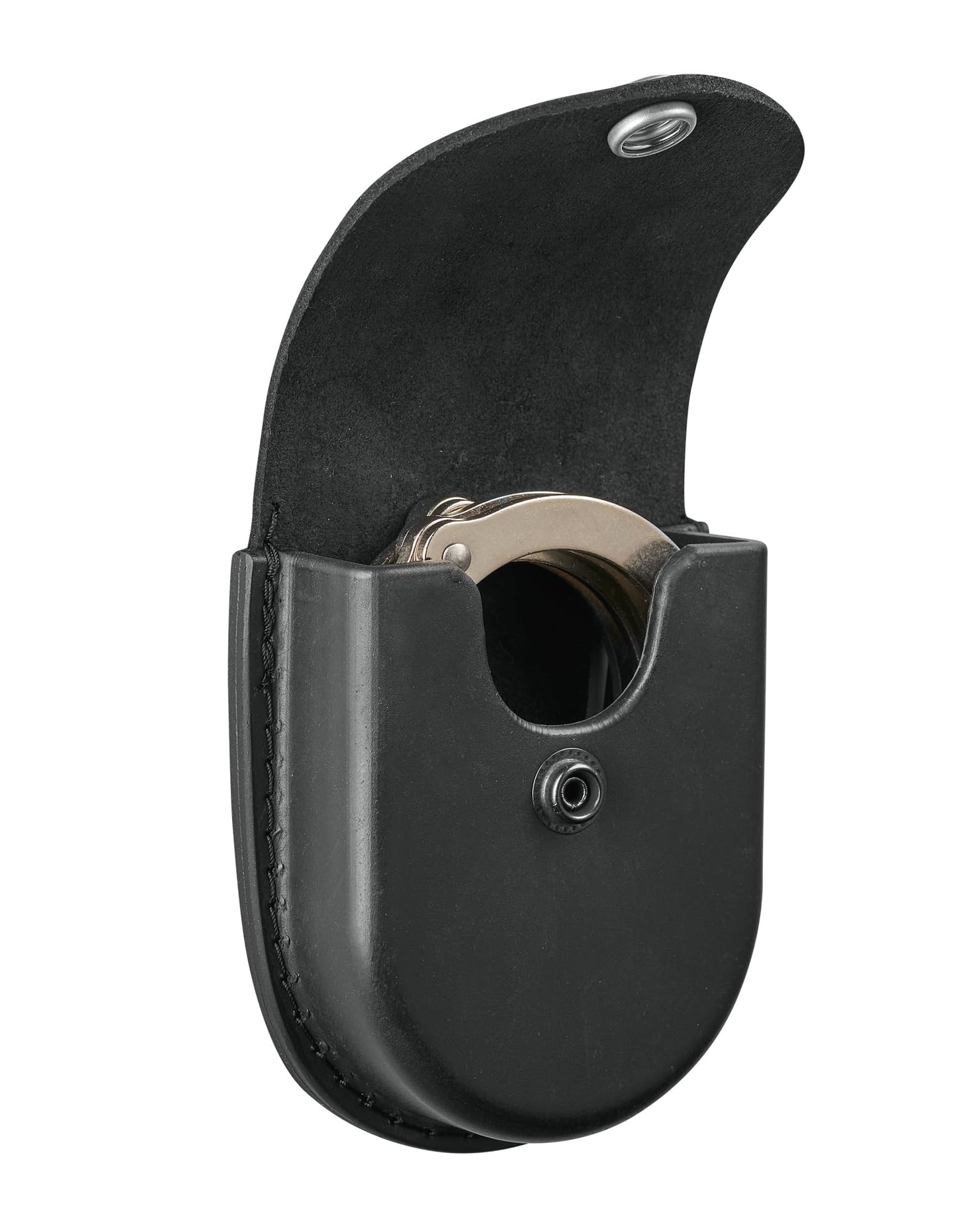 Shield Wallets Single Handcuff Case Closed Top Cuff Case for Duty Belt Black Leather, Black Snap