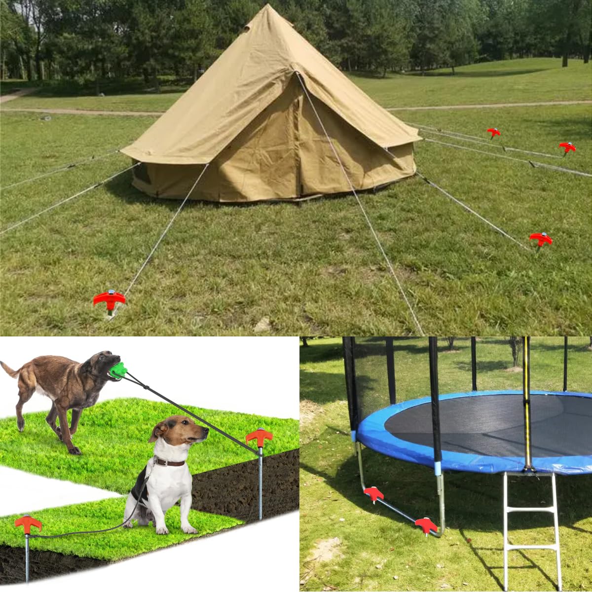 8" Screw in Tent Stakes - Ground Anchors Screw in, Tent Pegs Camping Stakes, Metal Threaded Tent Spikes, Heavy Duty Tent Stakes Tent Pegs,Metal Camping Stakes, (8pcs,with Bag)