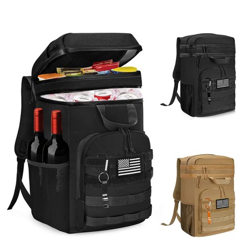 WOTOW Backpack Cooler 45 Cans - Tactical Insulated Soft Cooler Bag for Men Women - Large Capacity Leakproof Back Pack with Widened Top Handle, Cooler Backpack Camping Hiking Picnics Beach (Dark Black)