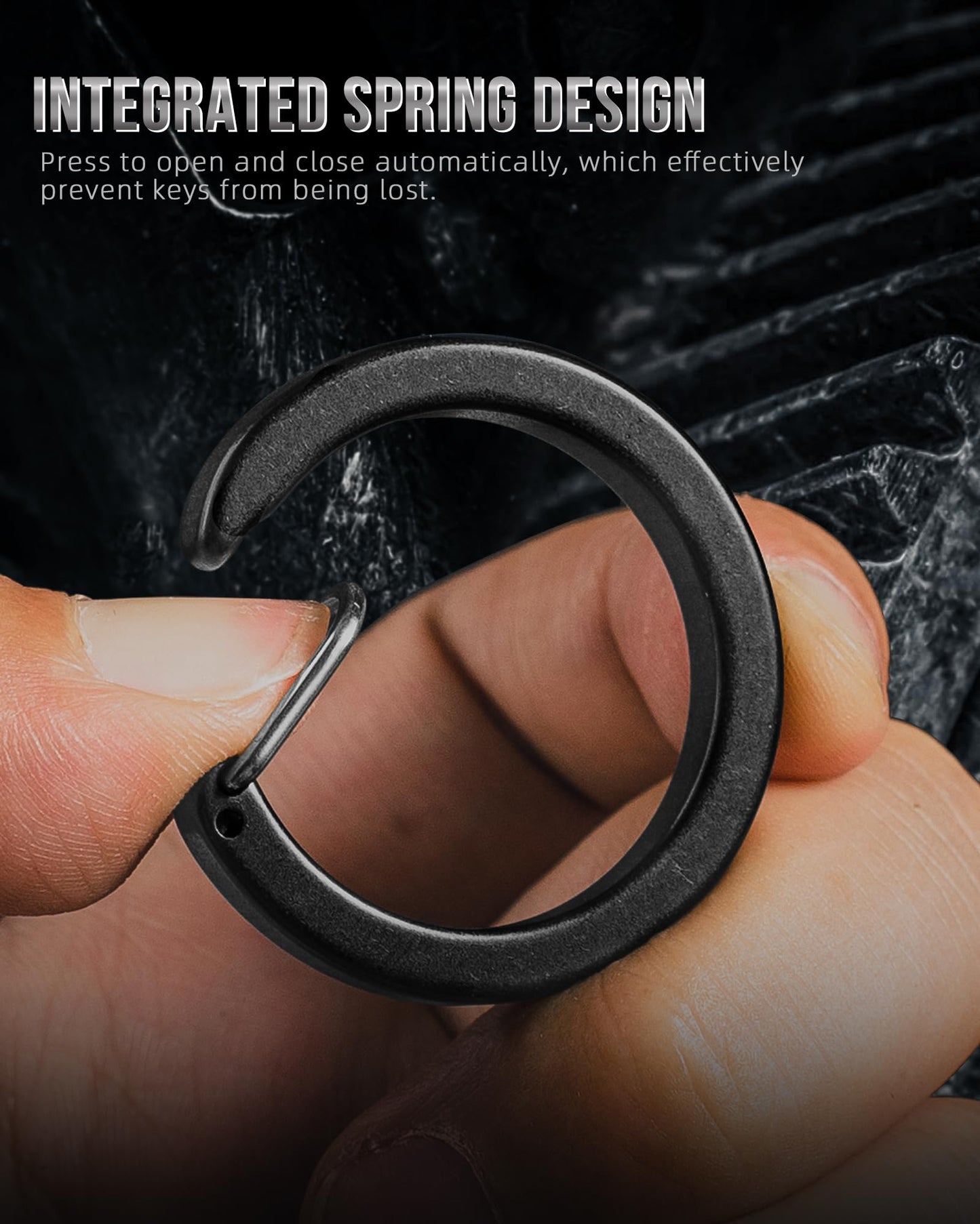 FEGVE Round Keychain Carabiner Clip with Titanium Mini Connecting Key Chain Rings for EDC