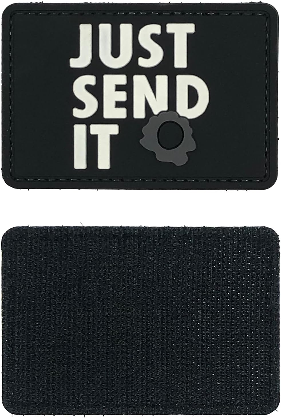 Just Send It Sniper Rubber Tactical Patch 2.95x2 inches with Hook Fastener Back for Hats Caps Clothing Vests Bags Backpacks (Tan)