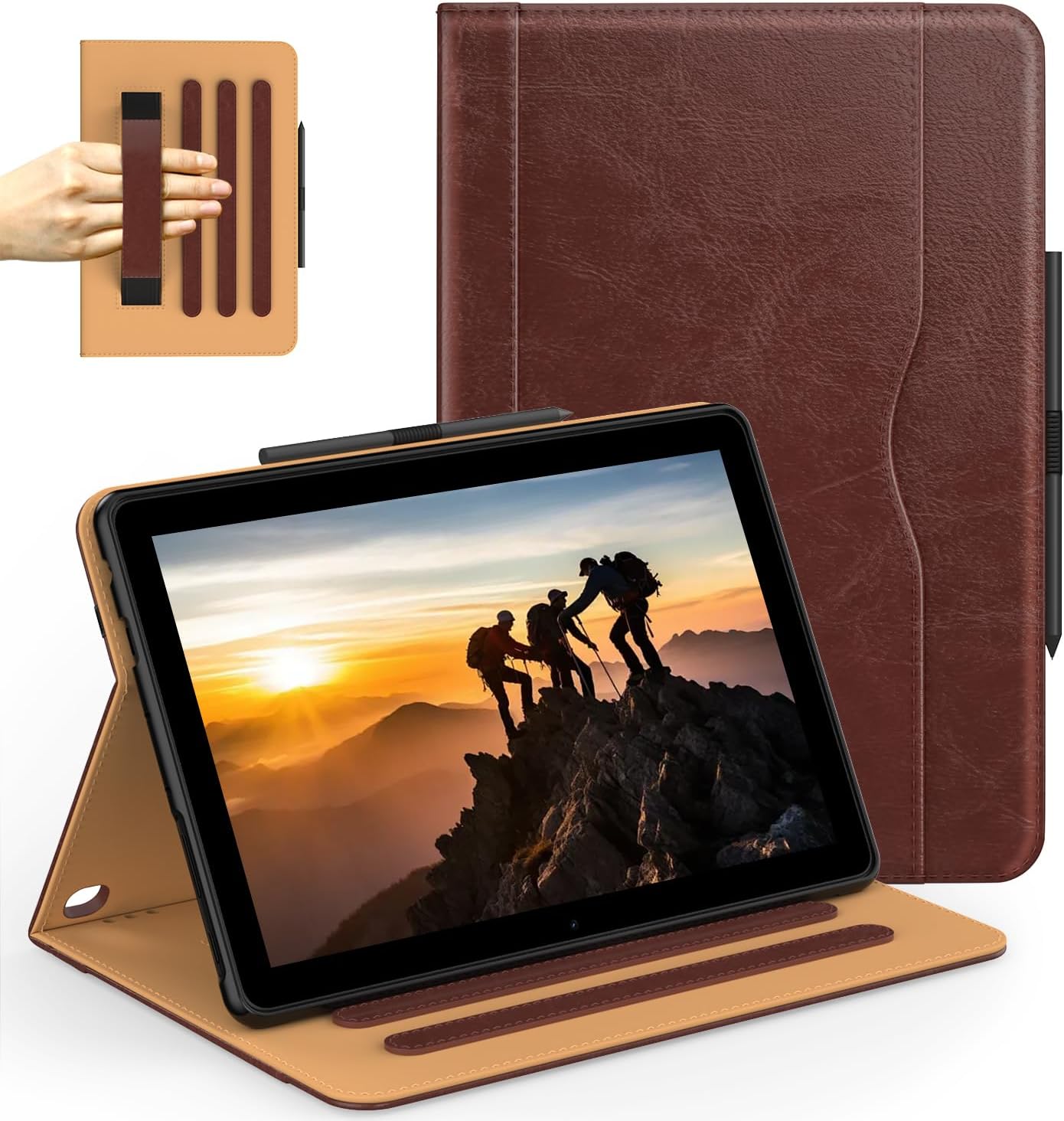 for 10 Tablet Case (13th/11th Generation 2023/2021 Released), PU Leather Folio Cover with Multi-Angle Stand/Pen Holder, Auto Wake/Sleep for 10/10 Plus, Black