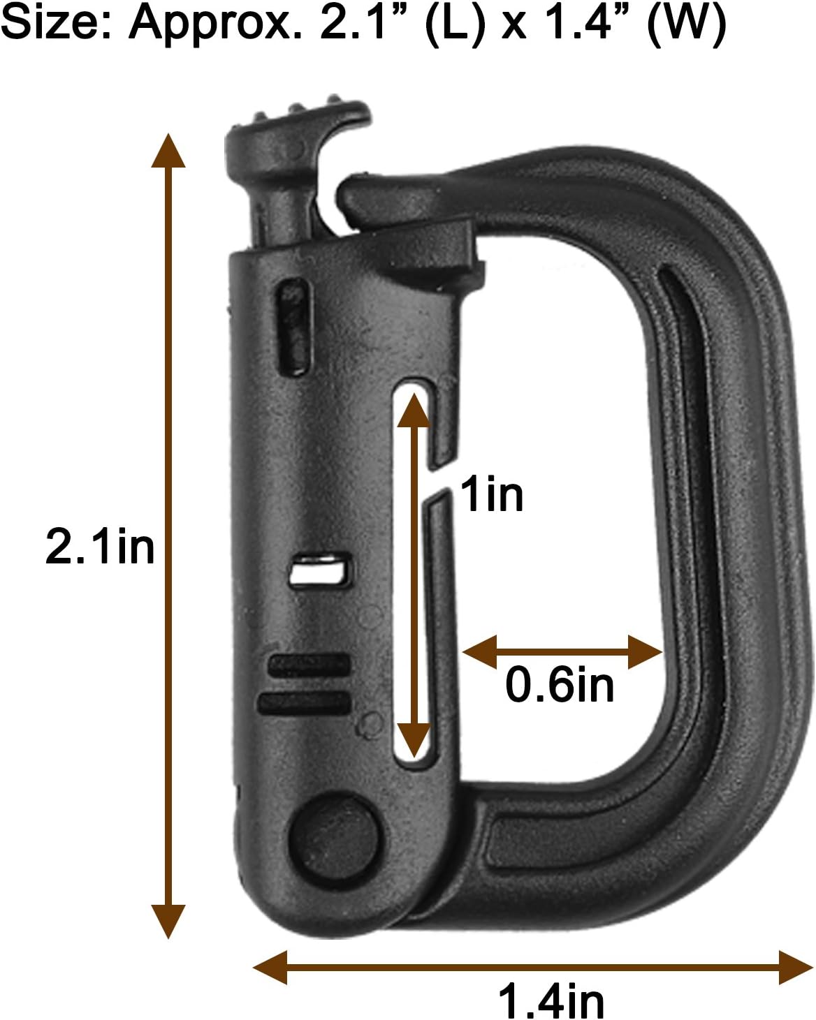XTACER Tactical Multipurpose Small D-Ring Locking Hanging Hook Tactical Link Snap Keychain Button Release for Molle Webbing (Set of 10)