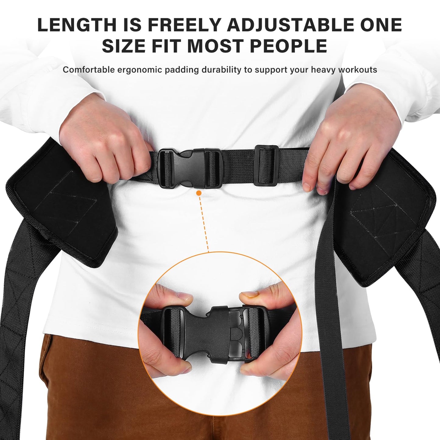 Bilbear Sled Pulling Belt,Adjustable Sled Training Waist Belt,Belt for Pulling,Weight Sled Pull Belt for Tire Pulling,Squat,Leg Muscles Strength Training,Resistance Training,Core Power Workout (Black)