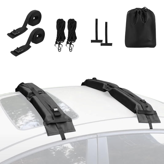 BASIKER Universal Soft Roof Rack Pads for Kayak,Surfboards,Snowboards,SUP, Canoes, Ladder,with Tie-Down Straps and Storage Bag